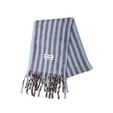 Chocolate & Baby Blue Fluffy Stripe Scarf 