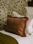 Lola Brushed Fringe Linen Velvet Classic Rectangular Cushion, Nougat