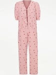 Red Striped Heart Tie Front Short Sleeve Pyjamas