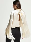 Cream Satin Fringe Blouse