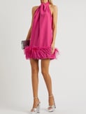 Cynthia Feather-trimmed Mini Dress