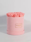 Medium Pink Round Suede Rose Box