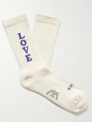 Love Metallic Intarsia Cotton-Blend Socks