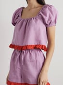 Alma Ruffled Linen And Organic Cotton-Blend Pajama Set