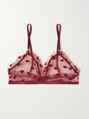 Bouche ruffled flocked tulle soft-cup triangle bra