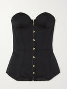 Mercy Strapless Lace-Up Cotton-Satin Bustier Top