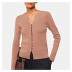 Ribbed Button Through Cardigan
