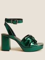Metallic Knot Ankle Strap Platform Sandals 
