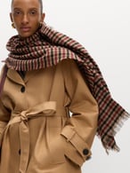 Woven Checked Fringed Scarf 