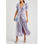 Sierina Lilac Foil-appliquéd Midi Dress