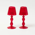 Red Glass Lantern Tea Light Holders 