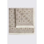 Bottinelli Taupe Medallion Print Silk Pocket Square 
