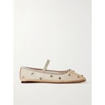 Leonie Crystal-Embellished Mesh Ballet Flats