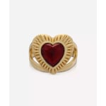 22ct Gold-Plated Electric Love Statement Garnet Heart Ring