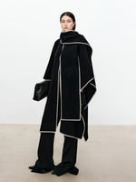 Embroidered Wool Scarf Cape Coat