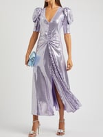 Sierina Lilac Foil-appliquéd Midi Dress