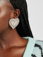 Crystal-embellished Heart Clip-on Earrings