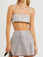 Charlotte Silver Cropped Crystal Top
