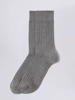Grey Melange Ribbed Socks 