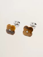 Silver Tiger Eye Flower Cufflink