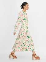 Rose Print Structured Midi Dress 
