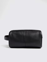 Black Grained Leather Washbag