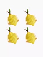 Woven Straw Lemon Napkin Rings Set of 4 