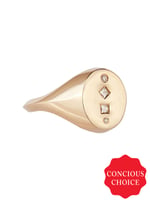 Oval Diamond Signet Ring 