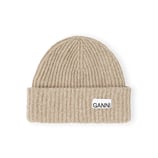 Oversized Wool Rib Knit Beanie