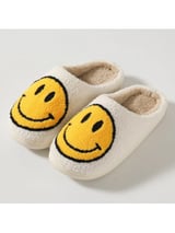 Smiley Face Slippers Fluffy Cushion Slides 