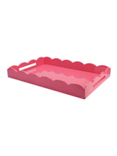 Pink Large Lacquered Scallop Ottoman Tray