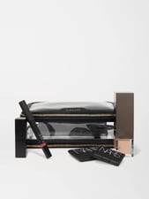 In-Flight Leather-Trimmed PVC Cosmetics Case 
