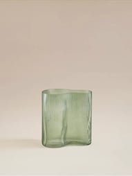 Green Ribbed Glass Vase