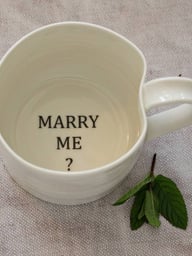 'Marry Me?' Hand Thrown Porcelain Mug 