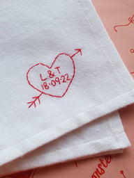 Personalised Love Heart Hand Embroidered Handkerchief