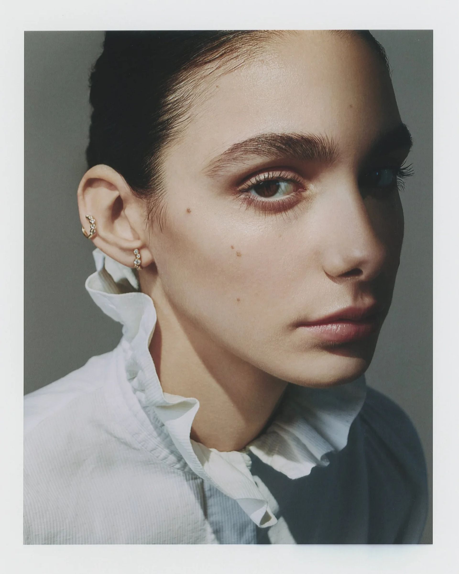 model wearing earrings 