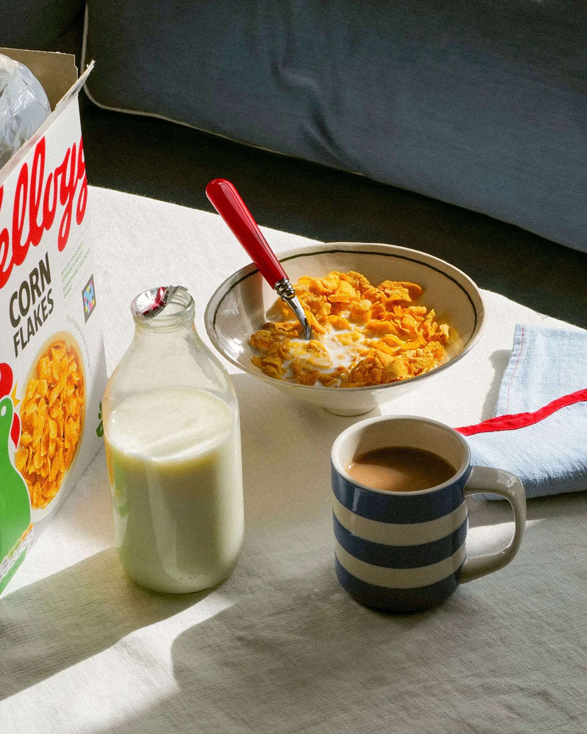 breakfast table with cereal 
