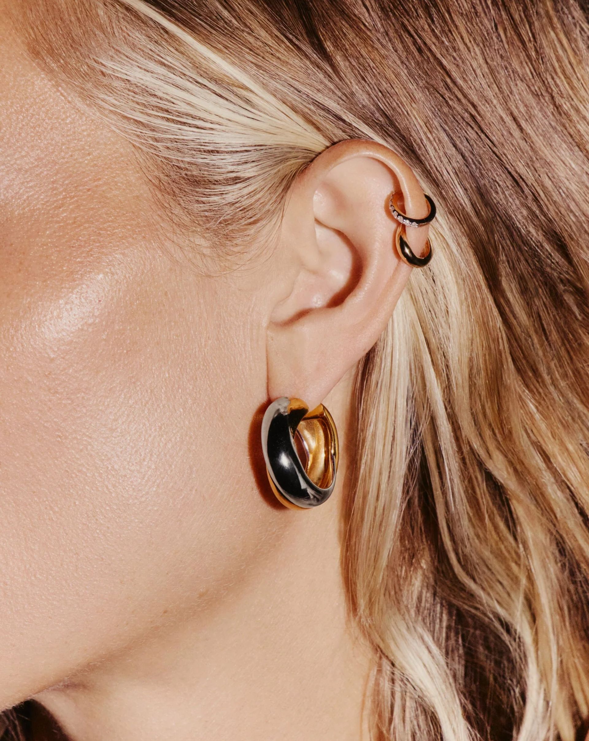 close up of missoma hoop earrings