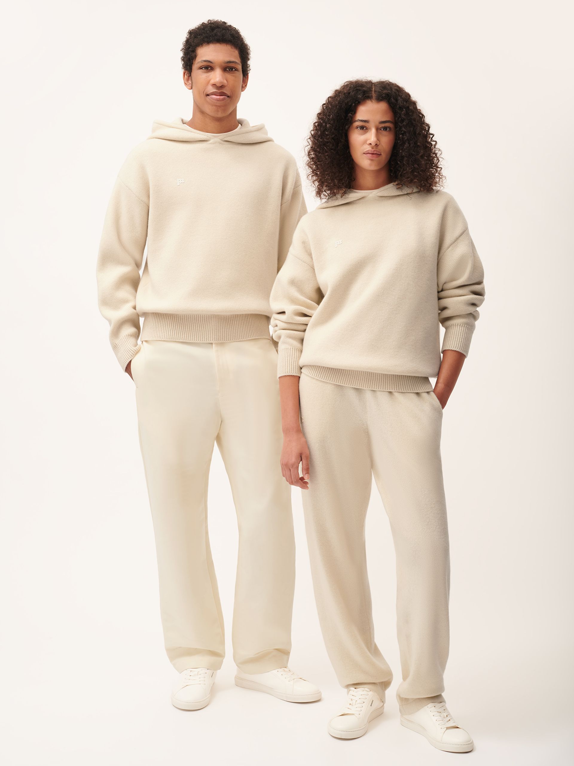 male and female model wearing cashmere co-ords by PANGAIA