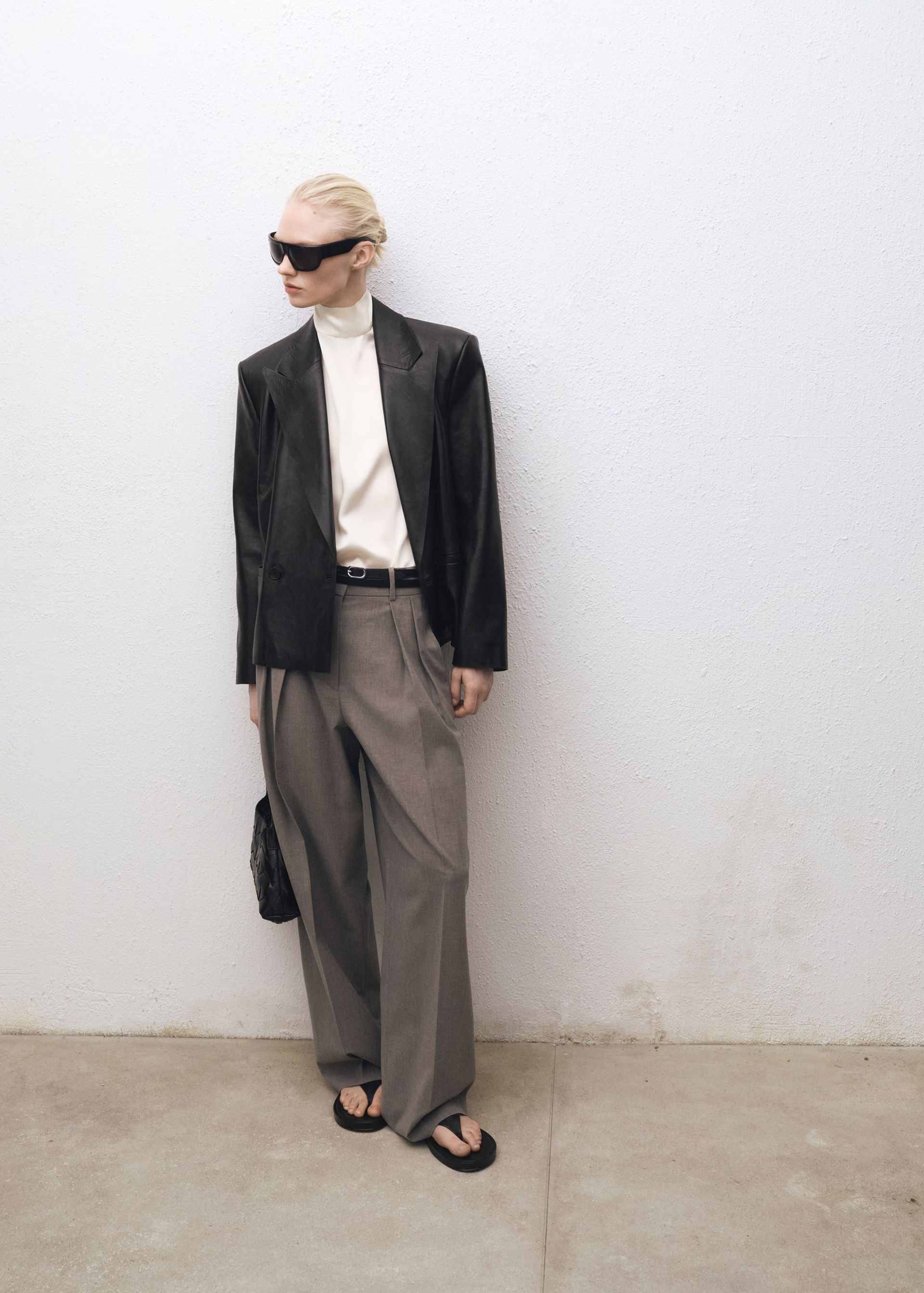MODEL WEARING HIGH NECK BLOUSE