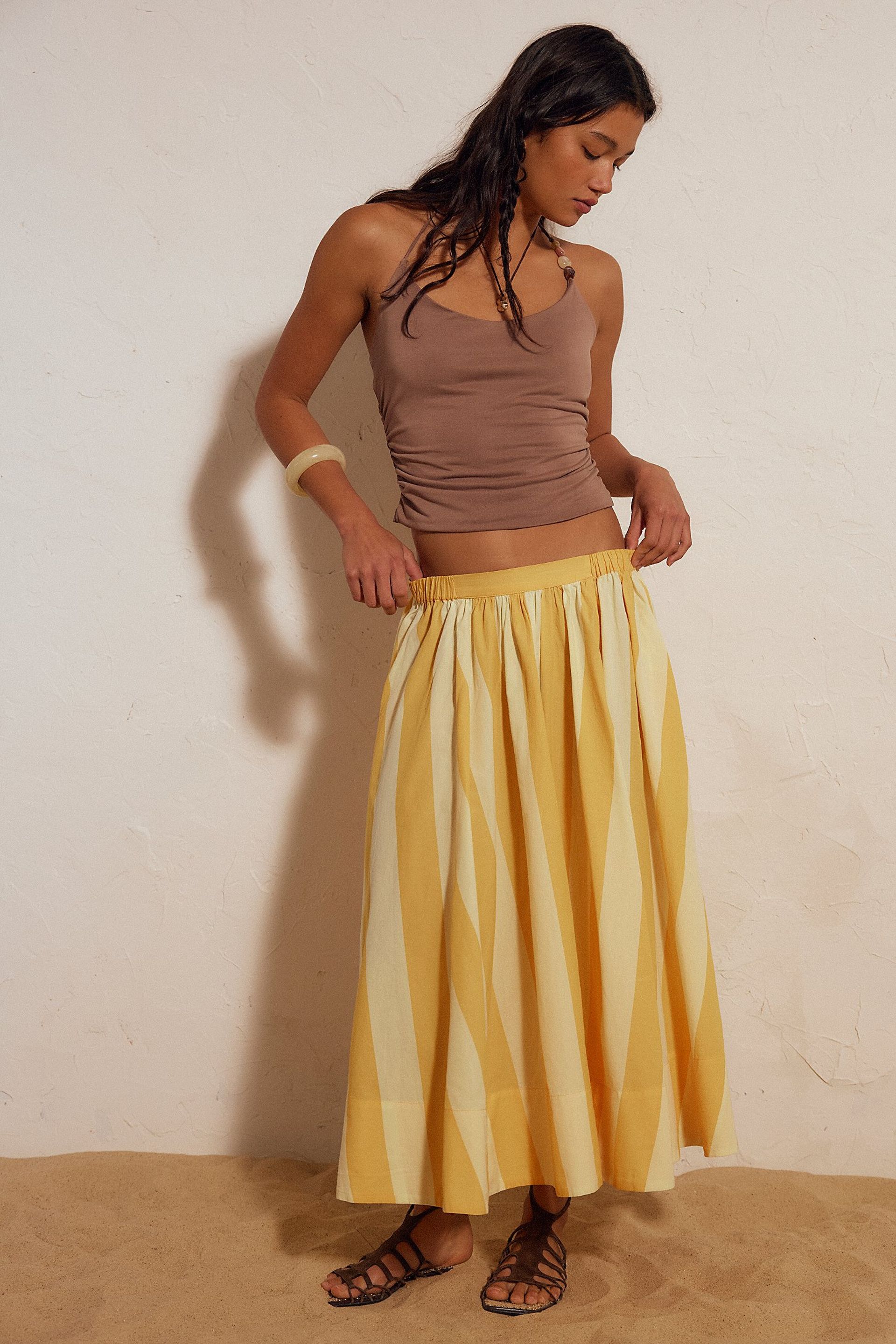free people Lowen Striped Midi Skirt