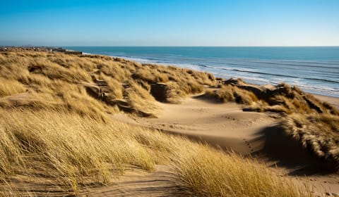 A view Out to the English Channel From The Dunes at Camber Sands East Sussex England