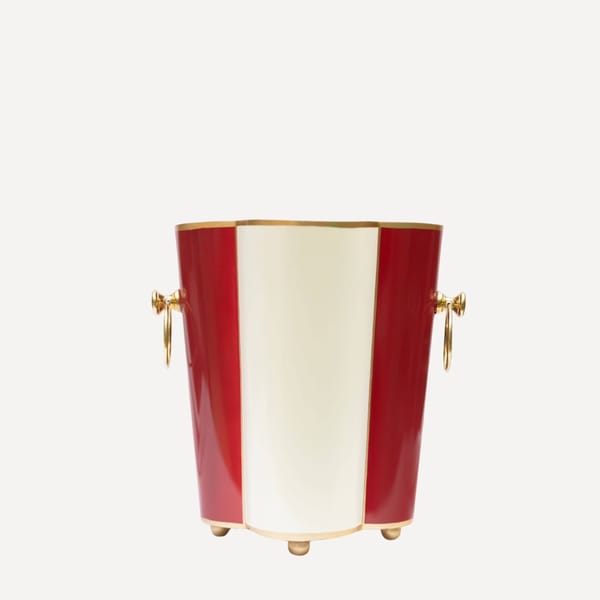 GLASS TOOKA Scalloped Wine Cooler | Ruby Red and White | Stripe copy