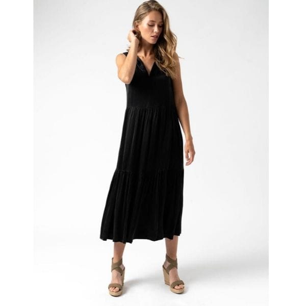 Saint and Sofia Greenwich Dress in Cupro Black