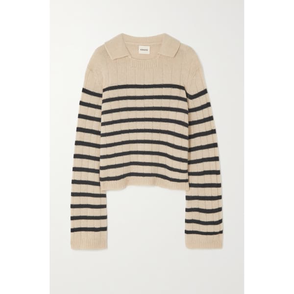 1 netaporter khaite Mateo striped cashmere polo sweater