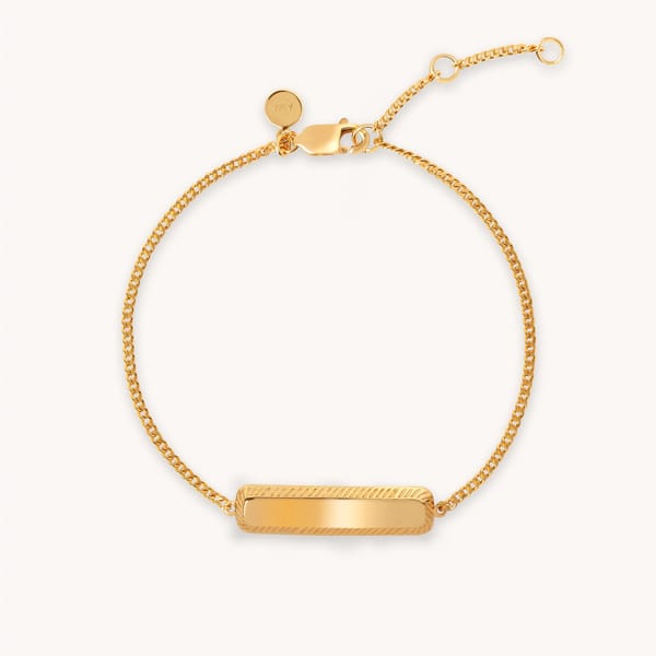 astrid & miyu Etched ID Bracelet in Gold 1