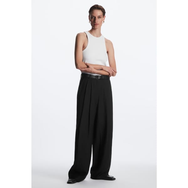 COS STRAIGHT-LEG LINEN-BLEND TROUSERS