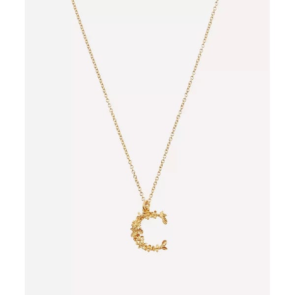 liberty ALEX MONROE Gold-Plated Floral Letter C Alphabet Necklace