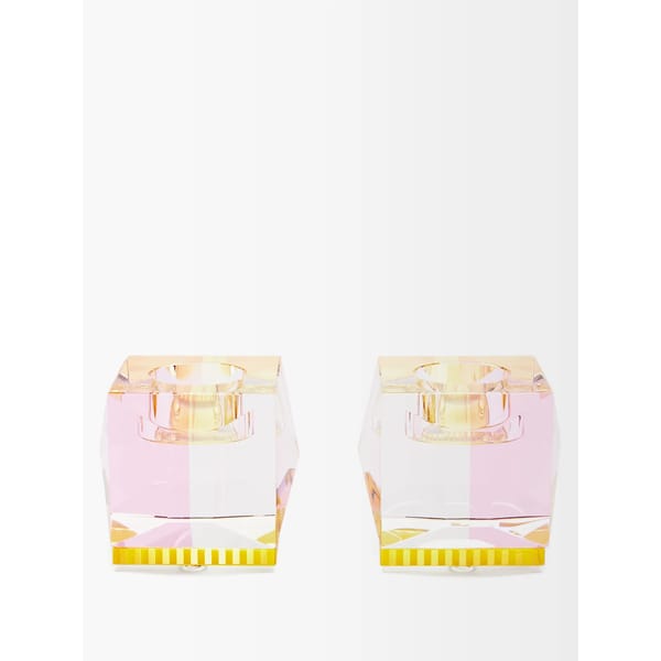REFLECTIONS COPENHAGEN Set of two Ophelia crystal tealight candle holders