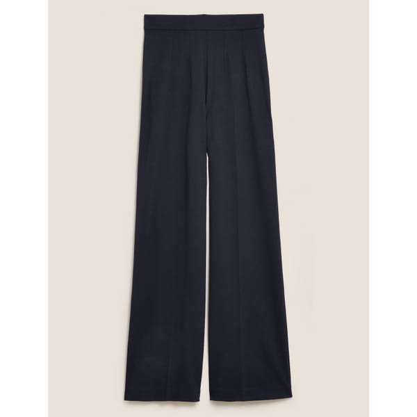 M&S collection Jersey Wide Leg Trousers with Stretch